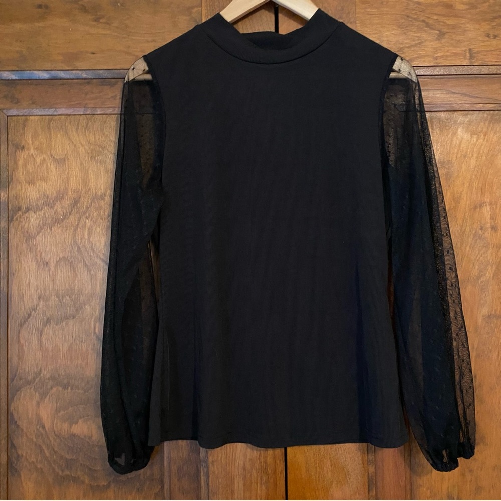 Elegant Black Sheer Sleeve Top
